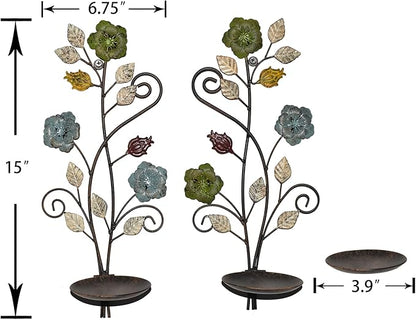 Wall Sconces Candle Holder Set of 2, Antique Color Style Leaf Branch Wall Mount Hanging Metal Wall Candle Holder Candle Sconce for Living Room Dining Room…
