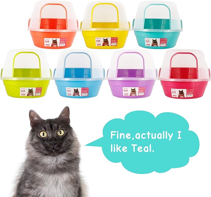 Petphabet Jumbo Hooded Cat Litter Box, Extra Large, Teal-Mewly Pet