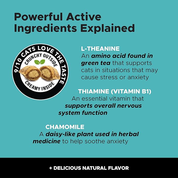 Calming Chews for Cats - Cat Anxiety Relief + Helps Reduce Stress - Behavioral Support & Promotes Relaxation for Travel, Boarding, Vet Visits, Separation Anxiety - Chicken (30-Day Supply)-Mewly Pet