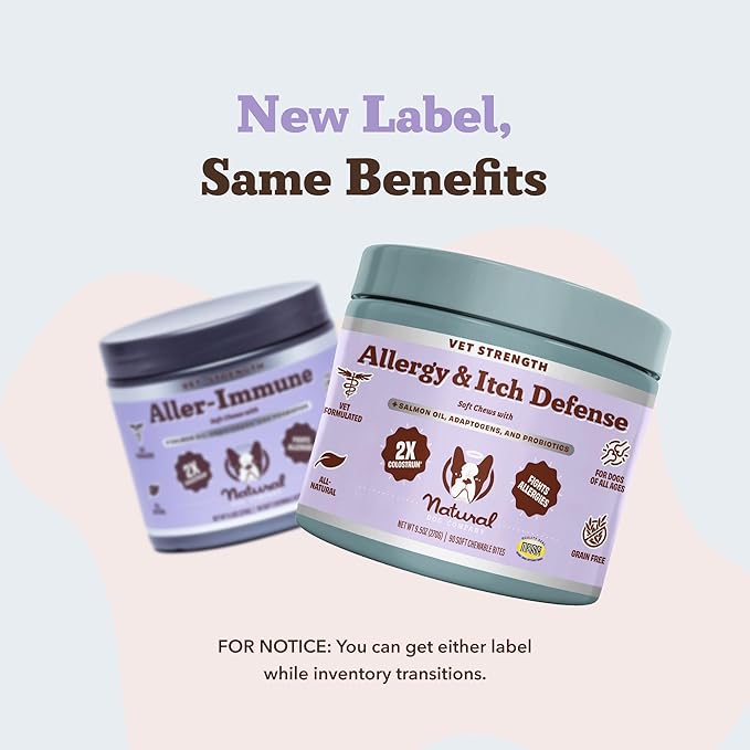 Natural Dog Company Aller Immune Chews 90 ct, Vet Strength High-Concentration Senior Dog Allergy Relief with 2.4X Colostrum, 2X Salmon Oil & 1.5X Probiotics, Supports Immune, Skin, Coat & Gut Health-Mewly Pet