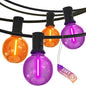 SUNSGNE G40 LED Outdoor Halloween String Lights 25FT Globe String Lights with 27 LED Shatterproof Clear Orange Purple Lights(2 Spare) for Patio Balcony Backyard Pergola Decor