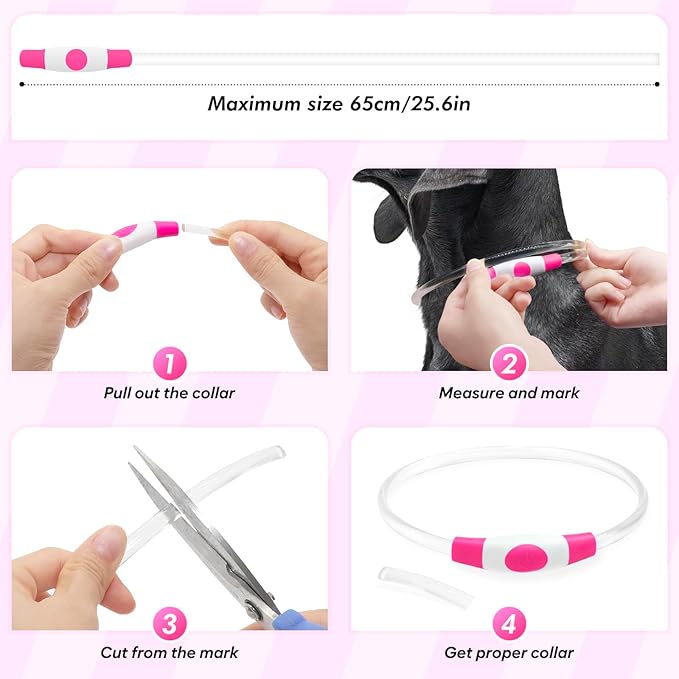 BSEEN Light Up Dog Collar, Rechargeable LED Dog Collar Waterproof Glowing Pet Collar TPU Cuttable Lighted Puppy Collar Safety Dog Lights for Night Walking (Pink 70cm)-Mewly Pet