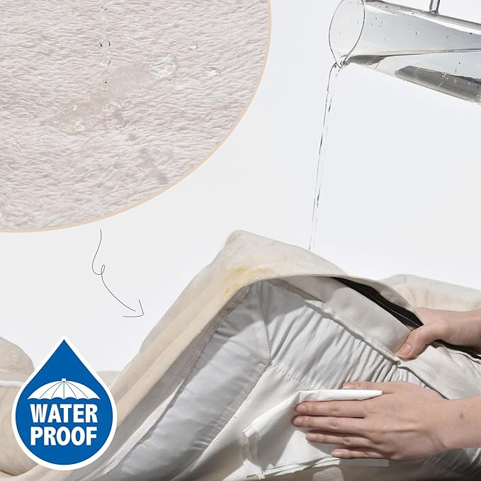 Comfort Expression Large Dog Beds Waterproof Orthopedic Foam Dog Sofa Beds Comfy Pet Bed with Washable Removable Cover & Non-Slip Bottom(Large,Beige)-Mewly Pet