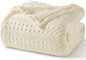 PHF 100% Cotton Waffle Weave Blanket King Size for Bed, Soft Lightweight & Breathable, All-Season Comfort, Luxury Aesthetic Woven Bedding for Home Decor, 108"x90", Cannoli Cream