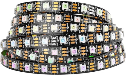 BTF-LIGHTING WS2812B IC RGB 5050SMD Pure Gold Individual Addressable LED Strip 16.4FT 300LED 60Pixel/m Flexible Full Color IP30 DC5V for DIY Chasing Color Project(No Adapter or Controller)