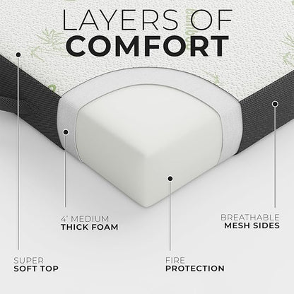 Cozzzi Trifold Mattress for Floor and Traveling with Removable Cover - Lightweight and Portable Mattress for Adults & Kids - Compact and Easy to Storage (75in x 31in x 4in)