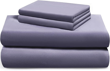 LuxClub Queen Sheet Set, 100% Rayon Derived from Bamboo Cooling Sheets, Breathable & Soft Deep Pocket Up to 16", Hotel Luxury Silky Sheets Queen Size, Light Grey