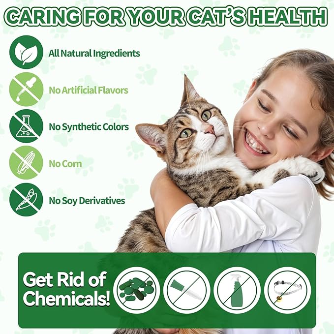 Flea & Tick Support for Cats – Natural Herbal Drops with Multivitamin – Fleas and Ticks Comfort Formula for Cat All Breeds & Ages – Bacon Flavor-Mewly Pet