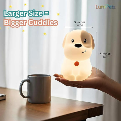 Lumipets Pepper The Puppy Dog Squishy Silicone Night Light for Kids | Cute Night Light with Remote & Touch Control for Baby & Toddler Bedrooms | Color Changing Animal Lamp | Soft Portable Nightlight
