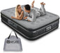 EZ INFLATE Air Mattress with Built in Pump - Full Size Double-High Inflatable Mattress with Flocked Top - Easy Inflate, Waterproof, Portable Blow Up Bed for Camping & Travel