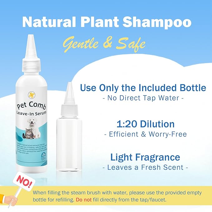 4-in-1 Pet Grooming Steam Brush for Cats & Dogs – Steam Spray, Blue Light, Hair Removal, Self-Cleaning Comb – Includes Pet Waterless Shampoo-Mewly Pet