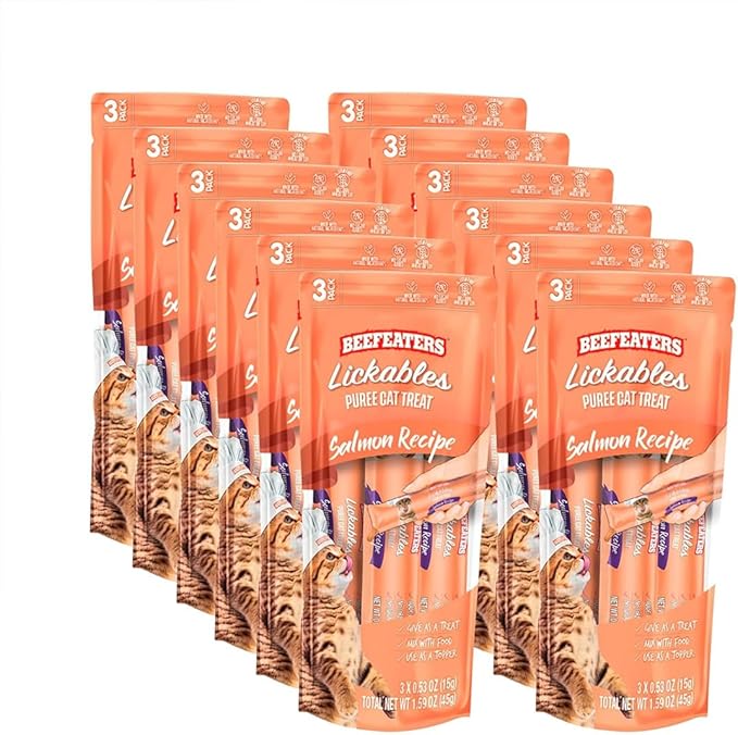 Beefeaters Cat Treats Lickable Puree 1.59oz (12-Pack) – Chicken, Grain-Free, Taurine-Enriched, Ideal for Training & Interactive Feeding-Mewly Pet