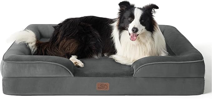 Bedsure Orthopedic Dog Beds Large Sized Dog - Washable Large Dog Cat Bed Waterproof, Comfort Dogs Couch Sofa with Washable Removable Cover, Pet Bed with Nonskid Bottom, Dark Grey, 35"-Mewly Pet