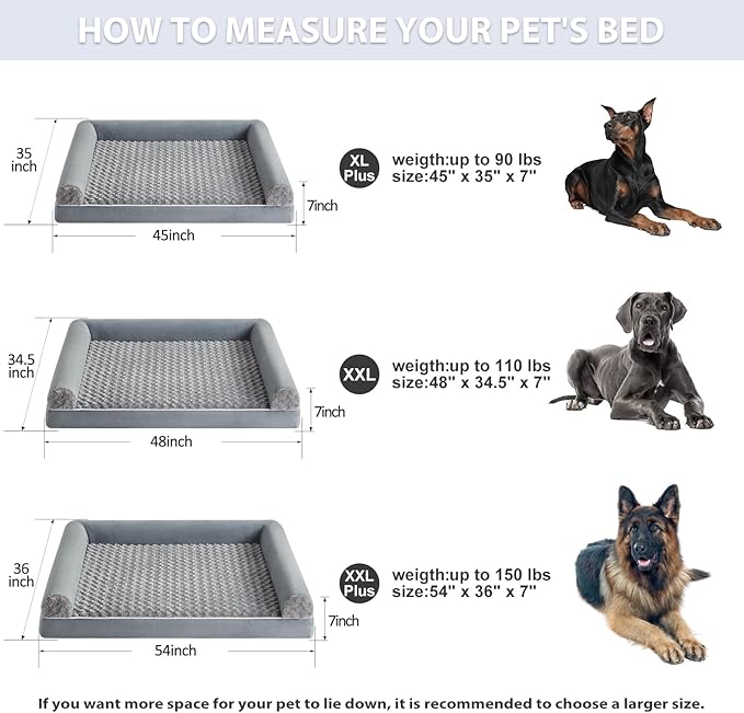 BFPETHOME Dog Beds for Large Dogs, Orthopedic Dog Bed for Medium Large Dogs,Big Waterproof Couch Pet Bed with Removable Washable Cover-Mewly Pet