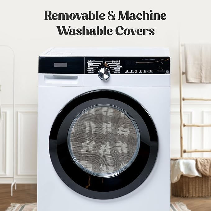 Orthopedic Bolster Dog Bed – CertiPUR-US Foam, Recycled Polyester Canvas, Washable Cover, Anti-Slip Bottom, Medium, Light Blue Check – Stylish Designer Dog Sofa-Mewly Pet