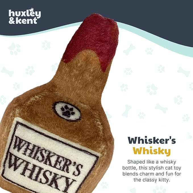 Huxley & Kent Plush Cat Toy - Interactive Catnip Toy for Cats & Kittens - Soft Kitty Toy with Crinkle & Catnip - Fun Indoor Play Toy - Whisker's Whiskey-Mewly Pet