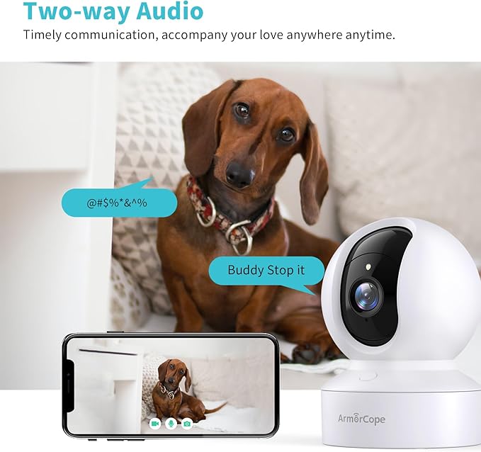 Pet Camera, 2K HD Dog Camera with Phone APP, 360° Pan/Tilt View Puppy Cam, One Click Call for Baby Monitor, MagivPix Night Vision,Motion Tracking Alarm with Cloud/Local SD,Home Indoor Security Cam-Mewly Pet