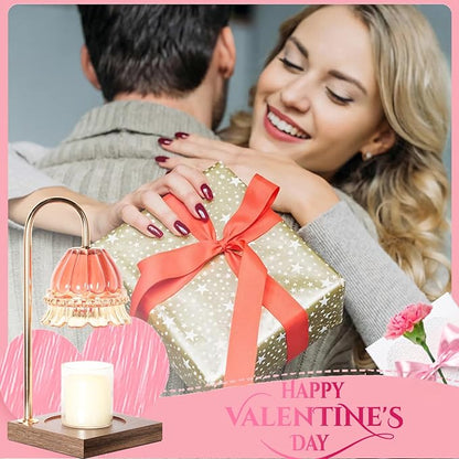Candle Warmer Lamp, Candle Lamp Wax Warmer, Timer & Dimmer 7-Levels, Compatible All Jar Candles, Top Melting, Glass Candle Heater Lamp for Scented Wax, Elegant Home Decoration, Pink Flower