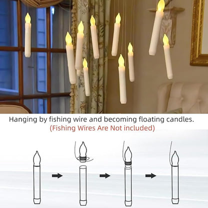 Homemory LED Batteries Operated Taper Candles with Remote, Flickering Light Flameless Taper Window Candles, Set of 12 Warm Yellow Fake Candles for Halloween, Church, Party