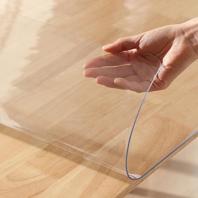 Clear Desk Mat 12 x 20 Inch 1.5mm Thick Table Cover Protector Mat Vinyl Desk Pads on top of Desks Waterproof Plastic Desk Cover PVC Table Protector Pads for Writing Desk Tabletop Night Stand Dresser