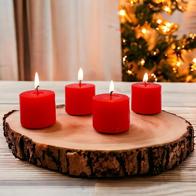 Hosley Set of 72 Unscented Red Votive Candles – Bulk Pack, Clean-Burning, Long-Lasting 10-12 Hour Burn Time – Ideal for Weddings, Home Décor, Spa, and Events