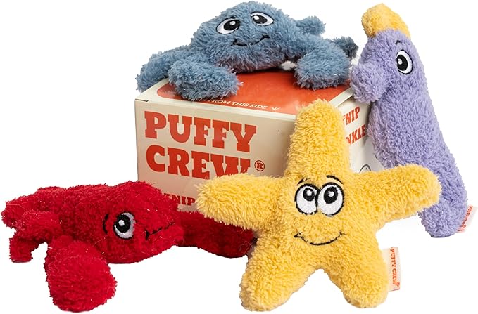 4 Pack Interactive Catnip Cat Plush Toy, Ocean Theme Set, 5'', for All Breed Size Cats (4 in 1)-Mewly Pet