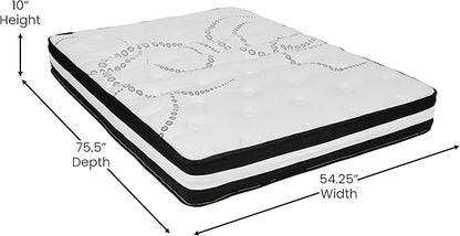 Flash Furniture Capri Comfortable Sleep 10" Hybrid Pocket Spring and Foam Mattress in a Box, Foam Pocket Spring Hybrid Mattress, Pressure Relief, Full
