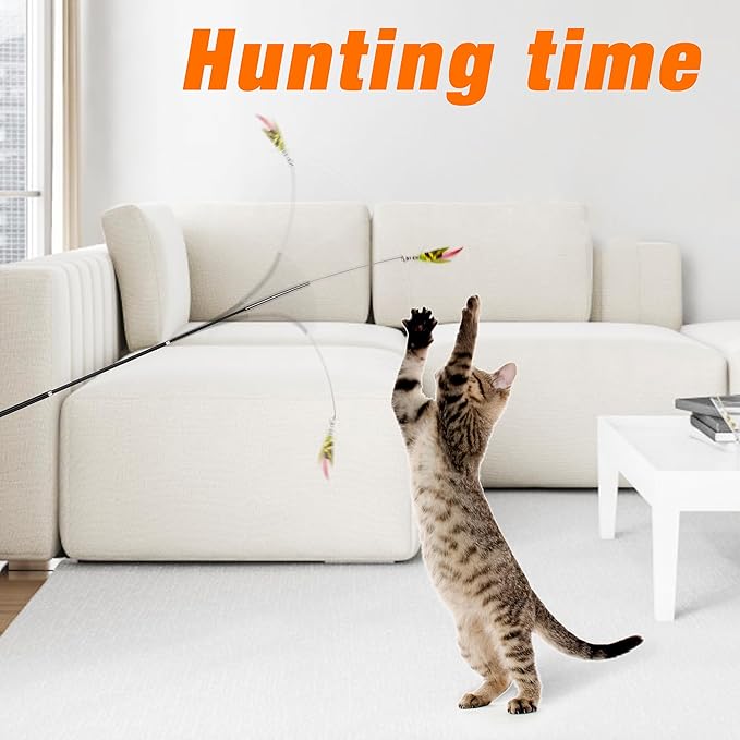 JXFUKAL Cat Feather Toy Refills, 3Pcs Simulation Mini Insects Cat Lures Wand Attachment Replacement for Kitty Kitten Indoor Accessories-Mewly Pet