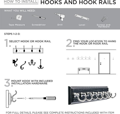Liberty Hardware 129848 Wall Mounted Coat Rack with 5 Decorative Hooks, 27-Inch, Satin Nickel and White