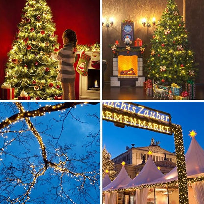 Motion Sensor Music Christmas Lights Outdoor Indoor, 108FT 300LED Christmas Tree Lights, Warm White Christmas String Lights for Tree Party Decorations