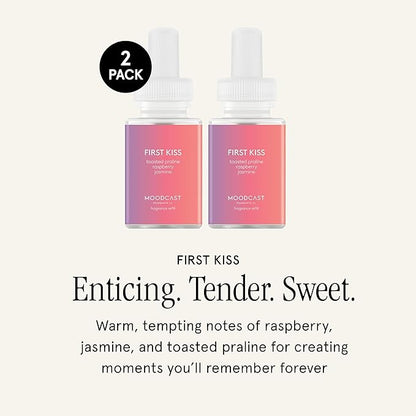 Pura & Moodcast Home Scent Refill - Smart Home Air Diffuser - Up to 120-Hours of Luxury Fragrance per Refill - Home Essential - Clean & Safe Diffuser Fragrance - 2 Pack, First Kiss