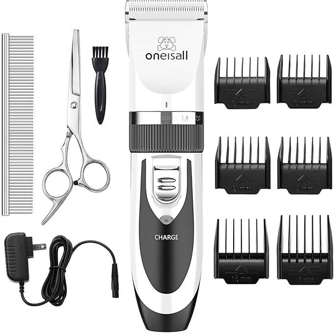 oneisall Dog Shaver Clippers Low Noise Rechargeable Cordless Electric Quiet Hair Clippers Set for Dogs Cats Pets-Mewly Pet