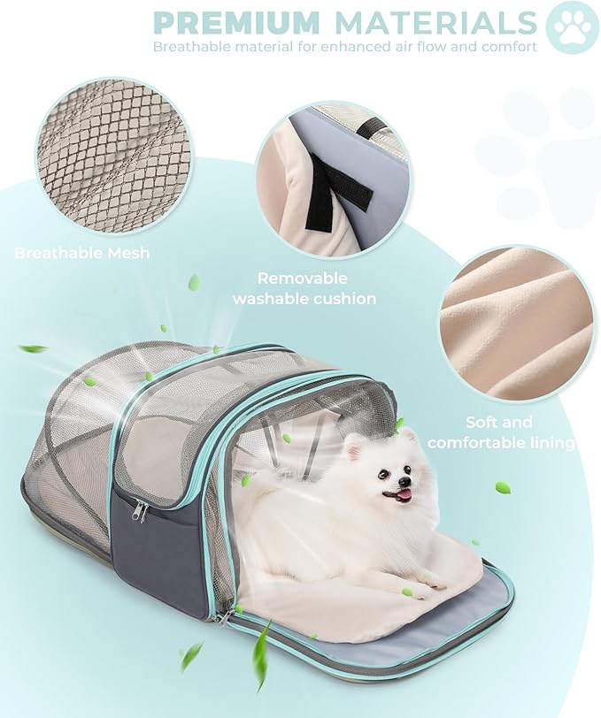 Expandable Pet Carrier Backpack, Cat Carrier Backpacks with Breathable Mesh for Cats Small Dogs Puppies Up to 25 Lbs Airline Approved Waterproof Travel Carrier with Safety Buckle for Hiking & Flights-Mewly Pet