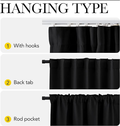 NICETOWN Room Divider Curtain with Adjustable Ceiling Track, W100 x L84 Blackout Curtain for Sliding Door, Ceiling Mouted Drape for Living Room/Hospital Divider, 1 Panel Black Drape, Whtie Track