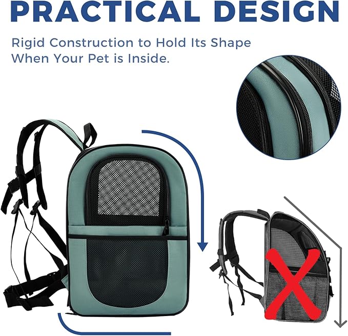 Apollo Walker Dog & Cat Carrier Backpack for 4-15lb Pets - Ventilated Safe Design with Padded Back Support, Breathable Mesh Pet Backpack for Hiking, Travel, Outdoor (Blue)-Mewly Pet