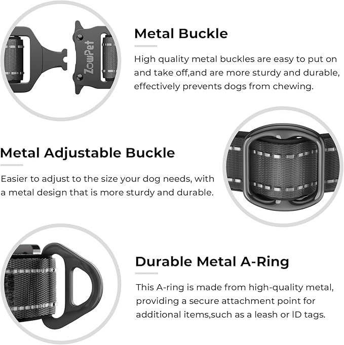 2025 Upgrade Airtag Dog Collar, Reflective Dog Collar with Airtag Holder, IP68 Waterproof| Metal Buckle| Ultra-Durable| Comfortable Padded, GPS Dog Collars for Medium Large Dogs (Black,L)-Mewly Pet