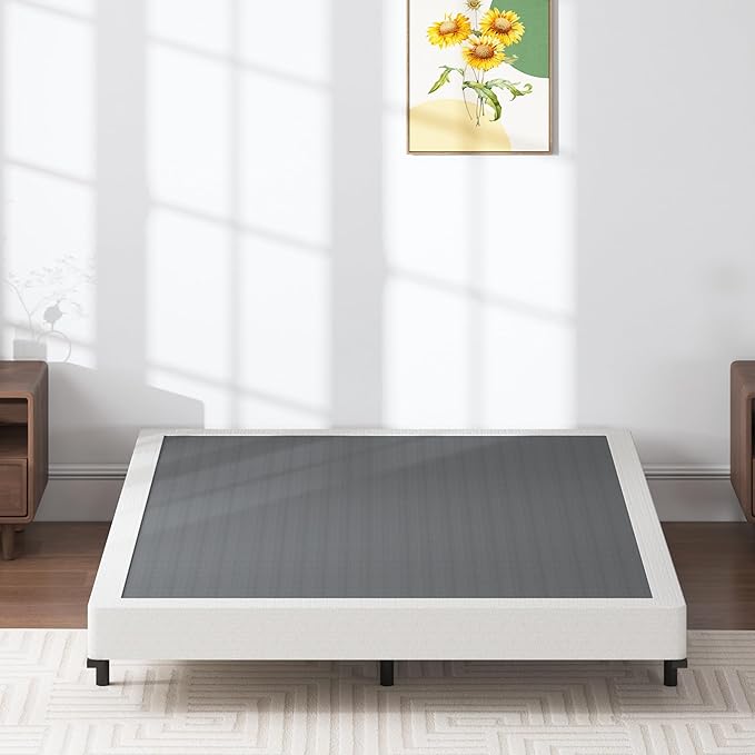 Box Spring Full 5 Inch Low Profile Heavy Duty Metal Mattress Foundation with Easy Clean Fabric Bed Cover, Non-Slip, No Noise, Easy Assembly