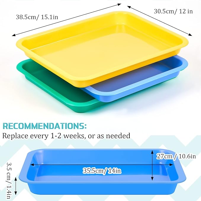 Tessco for you 3 Pcs Open Small Kitten Litter Box Rabbit Pan Waterproof Plastic Litter Tray Travel Toilet for Cats Bunny Guinea Pig Small Pet, Easy Clean(Classic Color,15.1 x 12 x 1.4 Inch)-Mewly Pet