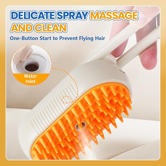 4 in 1 Cat Steam Brush for Shedding, Rechargeable Steam Pet Brush for Dog and Cat, Anti-Static, Massage, Cleaning, Shedding & Combing All In One!(Brown)-Mewly Pet