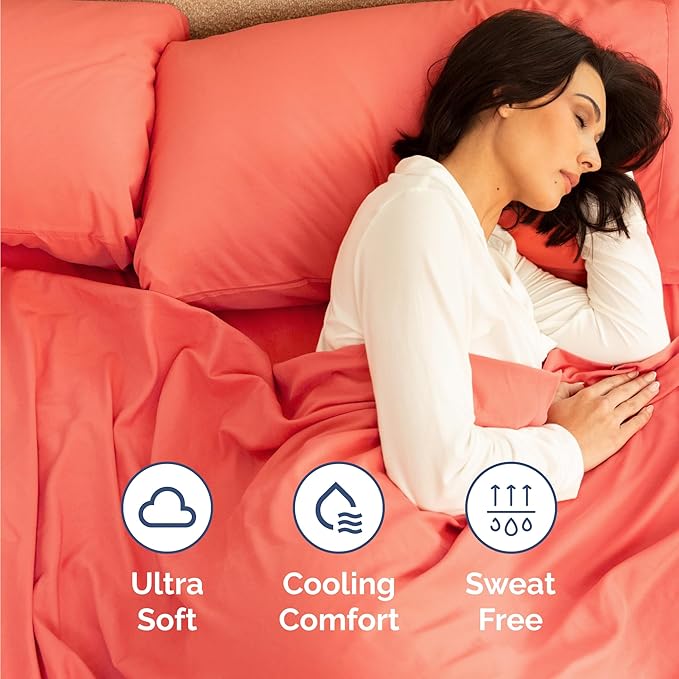 Twin 4 Piece Sheet Set - Comfy Breathable & Cooling - Ultra Soft Hotel Luxury Bedding Set with 8-16 Inch Deep Pockets - 1 Flat & 1 Fitted Sheet & 2 Pillowcases - Cozy, Wrinkle Free & Easy Care - Coral