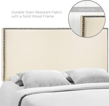 Modway Region Linen Fabric Upholstered Queen Headboard in Ivory with Nailhead Trim