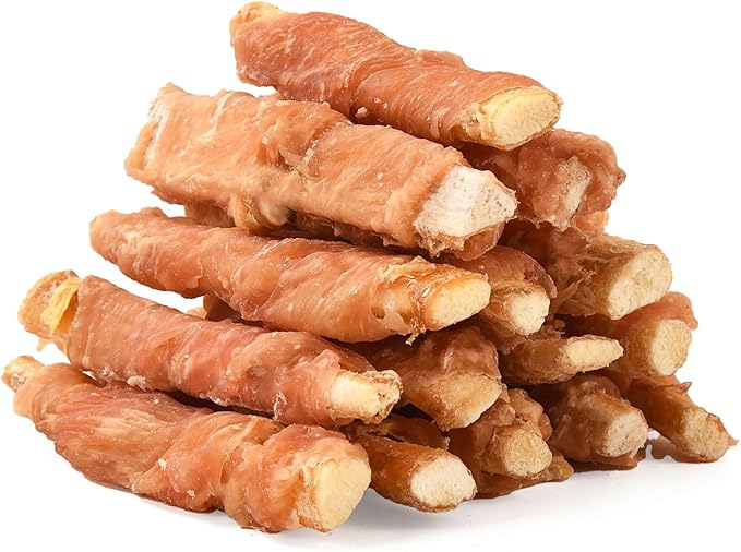ASMPET Dog Treats Chews, Chicken Wrapped Beef Cartilage, Rawhide Free & Grain Free Dog Snacks 10.6 oz-Mewly Pet