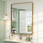 26x36 Gold Framed Mirror for Bathroom, Brushed Gold Mirror with Metal Frame, Modern Rectangle Brass Vanity Mirror for Wall, Shatterproof, Anti-Rust (Horizontal/Vertical)