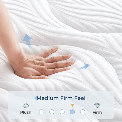 Vesgantti Twin XL Mattress, 12 Inch Hybrid Twin XL Size Mattress in a Box, Memory Foam and Individually Pocket Spring, Innerspring Mattress for Pressure Relief and Supportive, Medium Firm