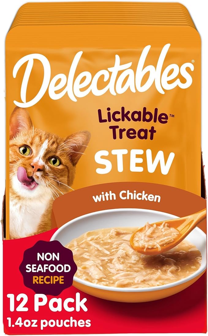 Delectables Non-Seafood Stew Lickable Wet Cat Treats, Chicken, 1.4 oz (Pack of 12)-Mewly Pet