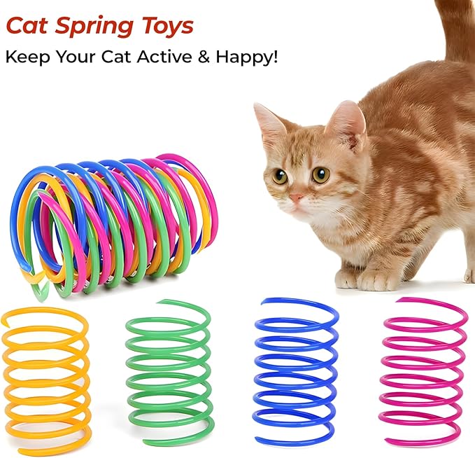 3-Pack Interactive Cat Toys Ball - 2025 New Gen with Smart Obstacle Avoidance & Auto Wake-Up,Includes 4 Speedy Tail 2.0 Ropes,Cat Spiral Spring 12Pcs, Ideal Kitten Toys for Bored Indoor Cats-Mewly Pet