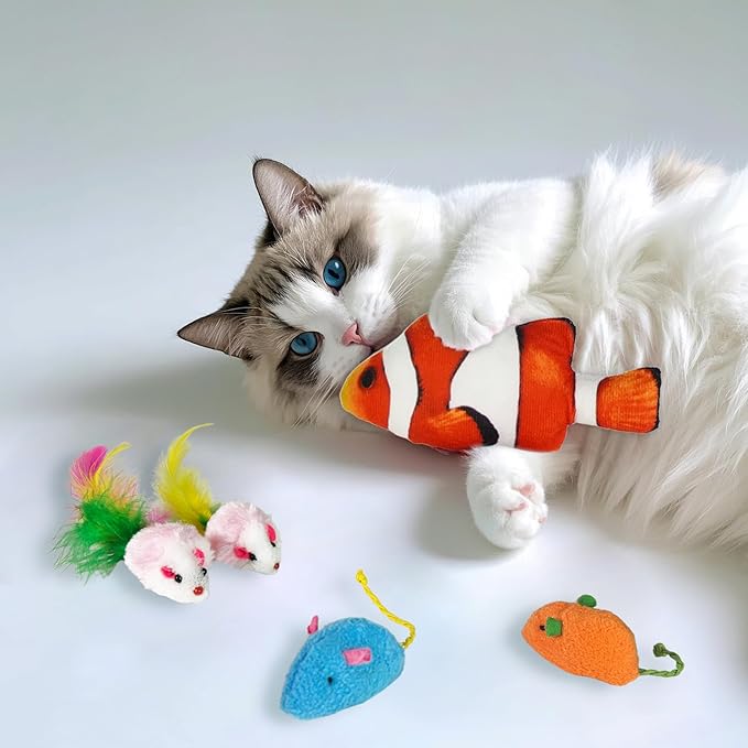 21-Piece Cat Toys Set, Interactive Tunnel, Balls, Mice, Feather Wands, Catnip Toys(Black Tunnel)-Mewly Pet