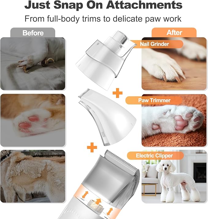 Afloia 6-in-1 Dog Grooming Kit, Pet Grooming Vacuum for Shedding, Dog Hair Vacuum with Clipper Nail Trimmer Grinder, Pet Brush Groomer at Home, Low Noise Cats Hair Remover, 1.5L Dust Cup, White-Mewly Pet