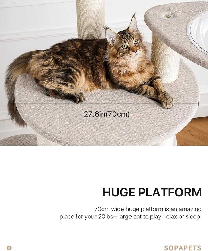 Extra Large Cat Tree for Maine Coon,65 Inches Tall Cat Tree Tower for Indoor Cats Large Adult 20 lbs,XXL Heavy Duty Luxury Sturdy Cat House with Big Hammock,Sisal Scratching Post,Condo-Mewly Pet