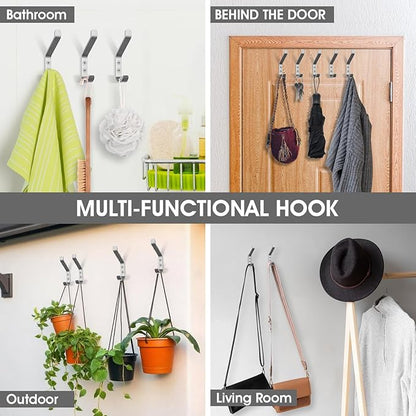 GlazieVault Coat Hook– Door Hook (10 Pack) - Heavy Duty Wall Mounted - Premium Design Rust Free Hooks